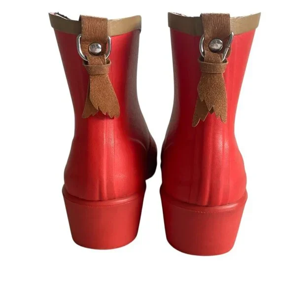Aigle Miss Juliette Bottillon Red Rubber Rain Boots 10​​ - Picture 4 of 16